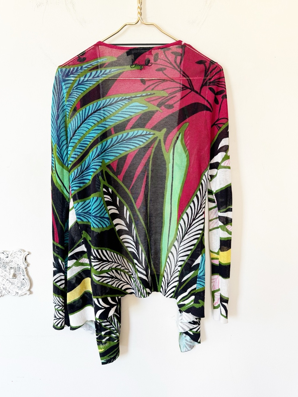 Desigual Tropical Floral Lightweight Draped Cardigan Sweater XL - Picture 7 of 10